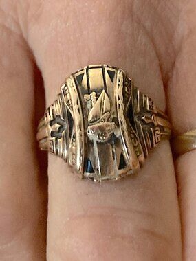 Vintage 14K Gold Modernist Brutalist Statement Ring Abstract Geometric Size 9 7g